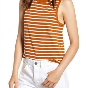 NWT Madewell size large Northside Stripe Vintage Muscle Tank In golden pecan